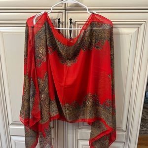 Red chiffon shawl